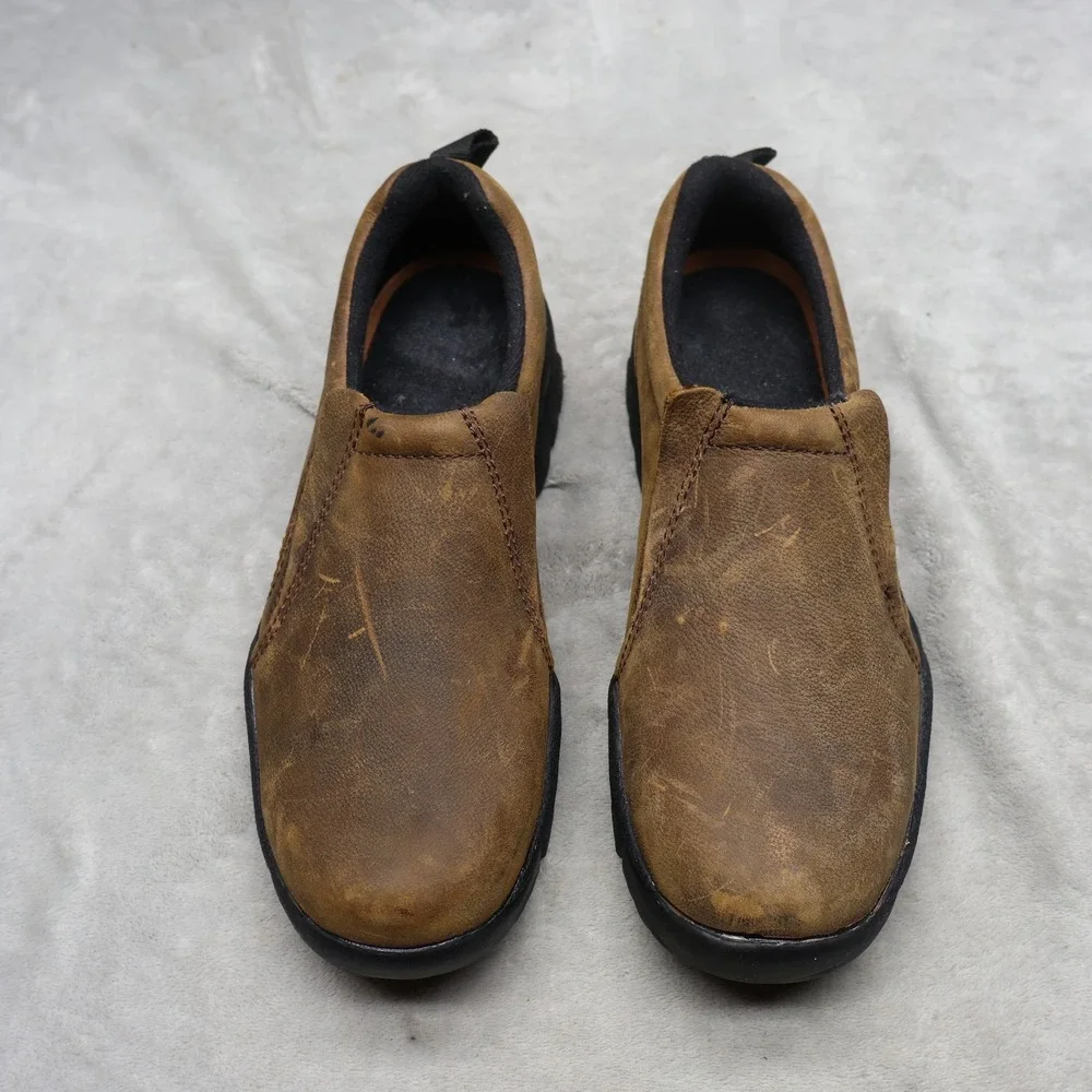 Roper Mens 9.5 Slip On‎ Shoes Brown Performance Sports Leather Rugged Casual